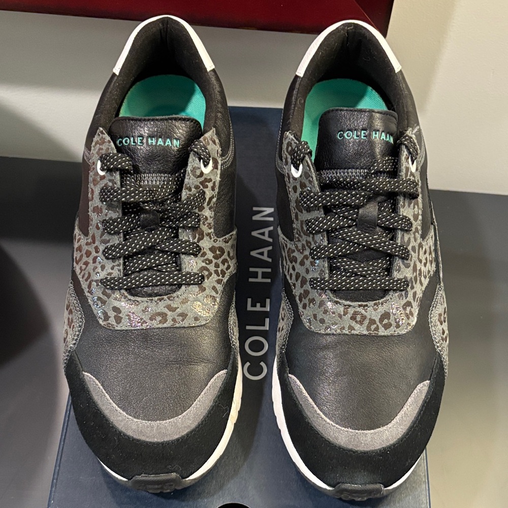Cole Haan Women's Black and Leopard Print Sneakers